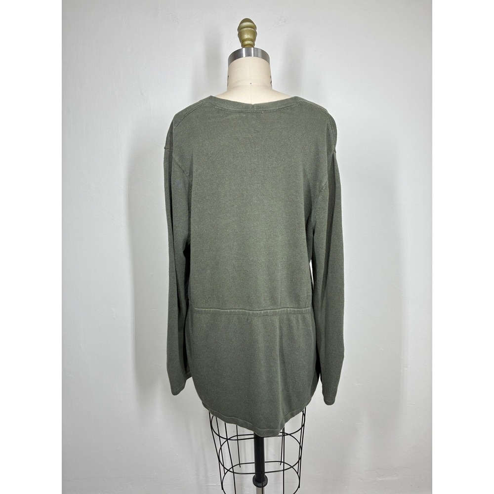 J.Jill Green Linen Blend Flyaway Cardigan Sweater Large Lagenlook Coastal - Picture 4 of 11